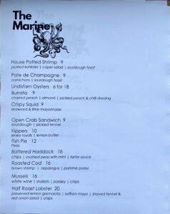 Marine Menu